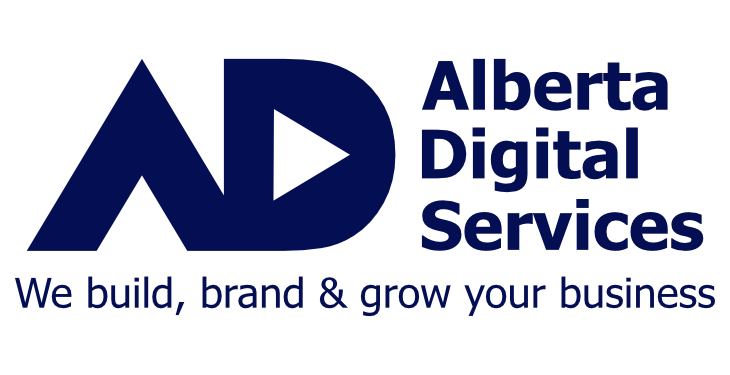 Alberta Digital Services logo and tagline, "We build, brand & grow your business."